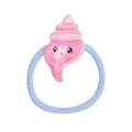 Cute blue elastic hair tie with pink glittery shell charm for little girls and toddlers - MT3126 Little Pink Conch