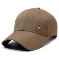 Braune Baseballkappe aus strukturiertem Stoff mit diamantförmigem Fashion-Metallemblem - Einheitsgröße(Einstellbar) / Khaki
