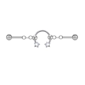 Piercing industrial in acciaio argento con stelle e anello a ferro di cavallo - Stile Catena Stella(ZN2312260005)