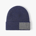 Gorro de punto térmico de invierno en mezcla azul y gris con parche decorativo suave - Talla Única(Ajustable) / Azul Marino (23B005)