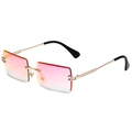 Frameless rectangular sunglasses with pink gradient lenses and golden metal frames - Gold Frame Red Mirror Lens