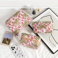 3-piece pink palm tree and watermelon pattern cosmetic bag set with gold zippers - Large (26x6.5x17cm)