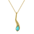 Bohemian gold-plated necklace featuring a blue teardrop faux turquoise pendant - Turquoise 14K Gold Plated (Approx. 1.49g)
