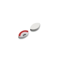 Silver stainless steel oval charm bead with red and white enamel evil eye detail - 7*14mm Steel Oval Eye - Red