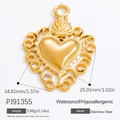 18k gold plated stainless steel heart pendant with hollow pattern and flame bail - Gold Hollow Heart Pendant (PJ91355)