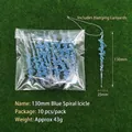 Blue 130mm spiral icicle Christmas tree ornaments with hanging ropes, 10-piece pack - Blue Spiral Icicle / 130mm / Blue