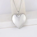 Polished silver heart-shaped stainless steel locket necklace with minimalist hinge - Smooth Heart 40*42/Steel