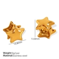 Minimalist golden star stud earrings in stainless steel with 3D five-point star design - Star Shape (EH655 Gold Ear Clip) / Gold