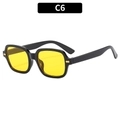 Retro square sunglasses with glossy black frame, bright yellow lenses and gold studs - Black Frame Yellow Lens