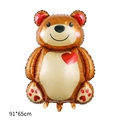 Brown teddy bear foil balloon with red heart 91x65cm for romantic party decor - Bear with Heart