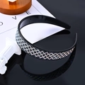 Sparkling black rhinestone headband with full diamond finish on a reflective background - Grid Navy AB Full Rhinestone
