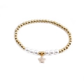 Elegante bracciale con perle dorate e bianche con ciondolo a stella in zircone lucido - Stella