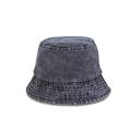 Dettagli della trama del cappello alla pescatora in denim grigio con cuciture sulla tesa - M (56-58cm) / Nero Lavato