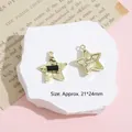 Golden five-pointed star pendants with black stone insert for DIY jewelry making - Black Zircon Star / Gold