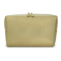 Beauty case oro champagne con trama Saffiano e doppia cerniera in metallo oro - Piccolo / Oro Bronzo