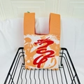 Orange knitted handbag with red dragon pattern and festive Chinese characters - Orange - Happy Year Of The Dragon