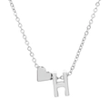 Silver-finished heart pendant necklace featuring the letter H with a minimalist chain - Letter H (10050)