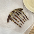 Vintage 6-tooth tortoise shell acetate hair comb with curved design for women hair styling - Coffee