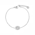 Bracciale in acciaio inossidabile argento con ciondolo a girasole e zircone verde - Argento Zirconia Bianca(SBP153)