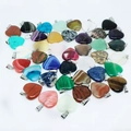 Pendenti a cuore da 2cm in pietre naturali assortite con ganci in metallo vari colori - Colori Misti Casuali