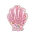 Pink shell-shaped hair comb with liquid glitter and iridescent stars inside - Shell Shape / Glitter Pink