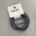 5-piece set of greyish-blue braided elastic hair bands on minimalist background - Denim Blue (4Pcs) Card Packed