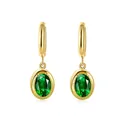 Elegante gouden oorbellen met ovale groene zirkoonstenen en verfijnde metalen rand - Gouden Ovale Groene Zirconia Stijl (SE21102505GN)