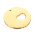 Colgante redondo de acero inoxidable dorado con detalle de recorte en forma de corazón - Colgante Hueco Corazón Dorado (KLJ4927-Z)