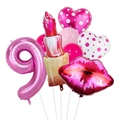 Set de ballons rose chiffre 9 avec rouge à lèvres pour décoration de la Saint-Valentin - Rouge à lèvres Numéro 9