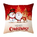 Christmas pillowcase featuring Santa, snowman, and reindeer with Merry Christmas text - Style 23 / 18x18 Inch