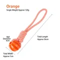 Orange rubber chew ball with cotton rope for dogs, 36cm interactive tug and teeth cleaning toy - B12210-Orange (Rope Ball Handle) / Orange