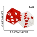 Detail of red and white heart dice embroidery patch with precise size and weight measurements - Dice / 2#