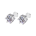 Elegant six-prong moissanite stud earrings in 925 sterling silver with magnetic backings - Magnetic Model / 1 Carat Moissanite / White Gold
