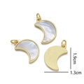 Pendentifs lune en plaqué or avec nacre blanche, breloque taille 1,9cm sur 1,3cm - Pendentif Lune