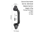 Vintage black cast iron door handle with textured finish 22.5cm includes screws - Small (22.5cm) / Black
