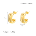 Minimalist gold stainless steel C-shaped earrings, 16mm x 7mm size with a thick vintage design - Gold Style (LE3530)