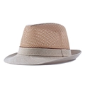Men's khaki mesh fedora hat featuring a breathable hollow straw design and vintage style - M (56-58cm) / Beige