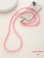 Pink acrylic bead phone strap with heart beads and crossbody chain length 1200mm - K1726 Pink Wooden Heart Crossbody