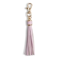 Pink and white braided PU leather tassel keychain pendant with a gold lobster clasp - Light Purple
