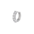 Orecchini a cerchio in argento con cinque pietre di zircone scintillanti a griffe - EK00187 / Bianco K/Argento