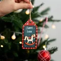 Christmas wooden rocking horse hanging decor Sweet Home sign for holiday tree 10cm - Red Rocking Horse