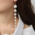 Vintage style long pearl drop earrings with elegant golden rings for women - Long Style (8 Pearls)