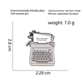 Retro typewriter enamel brooch with floral details, 2.8cm height and 2.28cm width - Vintage Typewriter