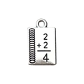 Antique silver notebook charm featuring math equation for DIY bracelets and necklaces - Math Notebook
