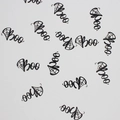 Black glitter Halloween confetti featuring Boo letters and spider web shapes on white - BOO Spider Web Style / 100pcs Pack / Glitter Black