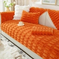 Dicke orangefarbene Plüsch-Sofaüberwurf aus Hasenvlies mit Textur für den Winter - 110*240cm / Orange