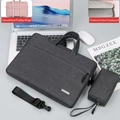 Borsa porta PC grigio scuro con tracolla e custodia per piccoli accessori - Grigio Scuro + borsa di alimentazione