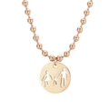 Rose gold round family silhouette pendant necklace with polished bead chain design - Necklace (KN234381-Z)