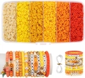Kit perles en argile DIY, tons orange automne, perles alphabet et pendentifs colorés - L-165-1 (Ensemble de Rangement à 6 Grilles)