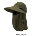Army Green outdoor sun hat with detachable neck flap and breathable mesh paneling - Army Green / One Size (56-58cm)